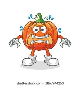 pumpkin monster vector. cartoon character