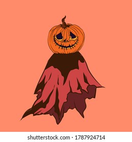 Pumpkin monster Vector illustration. Vector of a happy halloween