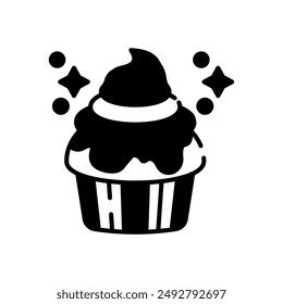 Pumpkin Muffin Glyph Icon, Vector illustration