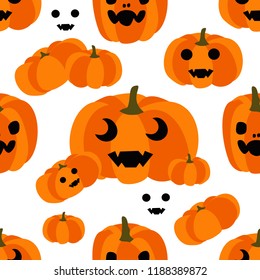 Pumpkin with a mug seamless pattern. Happy Halloween. Seamless pattern on the theme of Halloween.Seamless vector pattern with pumpkins. Vector illustration with pumpkins.
