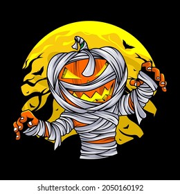 Pumpkin mummy halloween day vector design