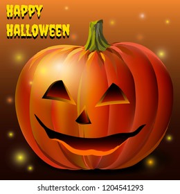 Pumpkin with muzzle. Happy halloween. Vector illustration.