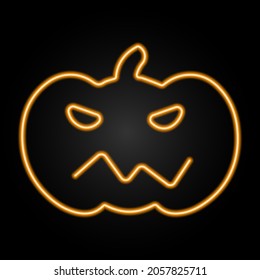 Pumpkin neon sign, modern glowing banner design, colorful modern design trend on black background. Vector illustration.