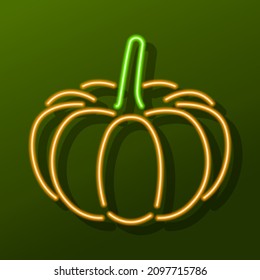 pumpkin neon sign, modern glowing banner design, colorful modern design trends. Vector illustration.