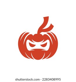 Pumpkin ninja face creative logo