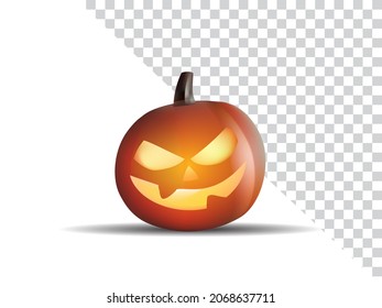 Calabaza sobre el fondo alfa. Calabaza naranja con sonrisa para tu diseño para la fiesta de Halloween. Ilustración vectorial.