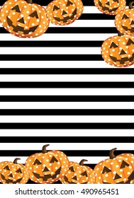 Pumpkin on black line background.Halloween background design template vector.