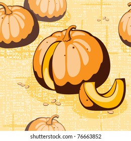 pumpkin on a braided background in bed tones