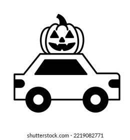 Pumpkin on car Half Glyph Vector Icon which can easily modified

