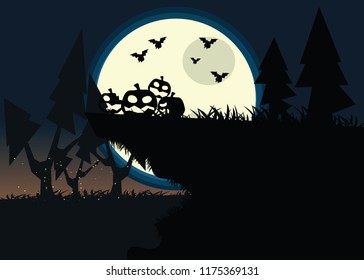 pumpkin on a cliff vector illustration 