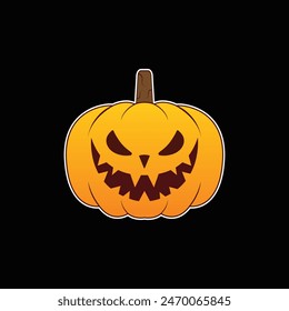 Pumpkin on color background. Orange pumpkin with smile for your design for the holiday Halloween. Vector illustration.