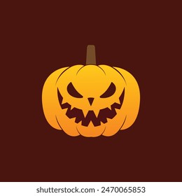 Pumpkin on color background. Orange pumpkin with smile for your design for the holiday Halloween. Vector illustration.