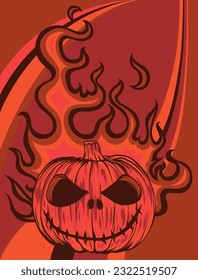 Pumpkin on colored background. The Happy Halloween holiday.