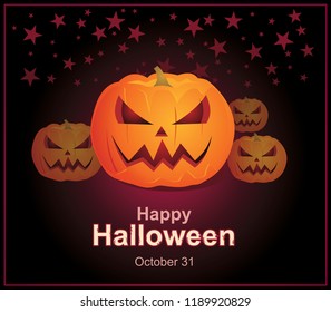 Pumpkin on dark background. Halloween October 31 EPS10