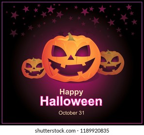 Pumpkin on dark background. Halloween October 31 EPS10