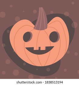  Calabaza sobre fondo oscuro. Calabaza naranja con sonrisa para tu diseño para la fiesta de Halloween. Ilustración vectorial. Feliz Halloween. Ilustración de vectores planos con tarjeta de saludo de decoración tradicional