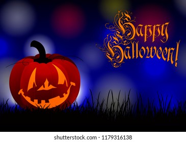Pumpkin on the grass for the holiday