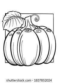 pumpkin on a white background coloring book autumn illustration vegetable plant outline doodle stroke vector page anti-stress sketch 