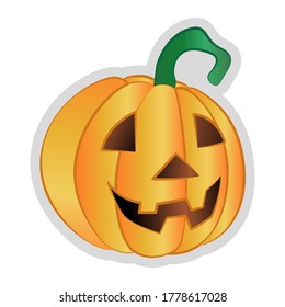 Pumpkin on a white background. Halloween holiday symbol. Orange pumpkin with a smile for your design. Vector illustration.