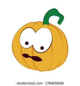 Pumpkin on a white background. Halloween holiday symbol. Orange pumpkin with a smile and other emotions for your design. Vector illustration.