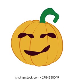 Pumpkin on a white background. Halloween holiday symbol. Orange pumpkin with a smile and other emotions for your design. Vector illustration.