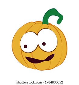 Pumpkin on a white background. Halloween holiday symbol. Orange pumpkin with a smile and other emotions for your design. Vector illustration.