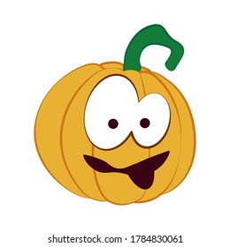 Pumpkin on a white background. Halloween holiday symbol. Orange pumpkin with a smile and other emotions for your design. Vector illustration.