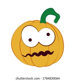 Pumpkin on a white background. Halloween holiday symbol. Orange pumpkin with a smile and other emotions for your design. Vector illustration.