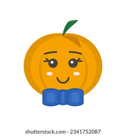 Pumpkin on a white background. Halloween holiday symbol. Orange pumpkin with a smile for your design. Vector illustration.