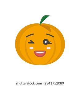 Pumpkin on a white background. Halloween holiday symbol. Orange pumpkin with a smile for your design. Vector illustration.