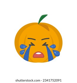 Pumpkin on a white background. Halloween holiday symbol. Orange pumpkin with a smile for your design. Vector illustration.