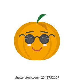 Pumpkin on a white background. Halloween holiday symbol. Orange pumpkin with a smile for your design. Vector illustration.