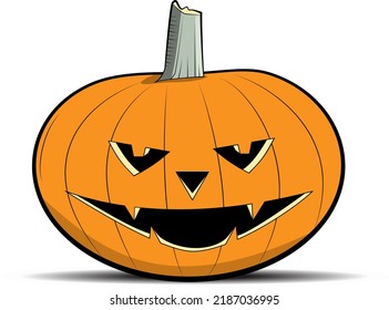 Pumpkin on white background. The Happy Halloween holiday.