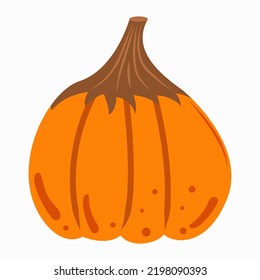 Calabaza sobre un fondo blanco. Feliz feriado de Halloween. Ilustración vectorial para diseño, postales, banners.