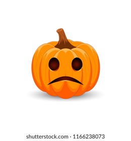 Pumpkin on white background. The main symbol of the Happy Halloween holiday. Orange pumpkin with smile for your design for the holiday Halloween. Vector illustration.
