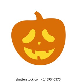 Pumpkin on white background. The main symbol of the Halloween holiday. Orange pumpkin with smile for your design for the holiday Halloween. Vector illustration.