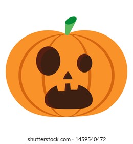 Pumpkin on white background. The main symbol of the Halloween holiday. Orange pumpkin with smile for your design for the holiday Halloween. Vector illustration.