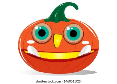 pumpkin on white background. The main symbol of the Happy Halloween holiday. Orange pumpkin with smile for your design for the holiday Halloween. Vector illustration.