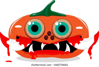 pumpkin on white background. The main symbol of the Happy Halloween holiday. Orange pumpkin with smile for your design for the holiday Halloween. Vector illustration.
