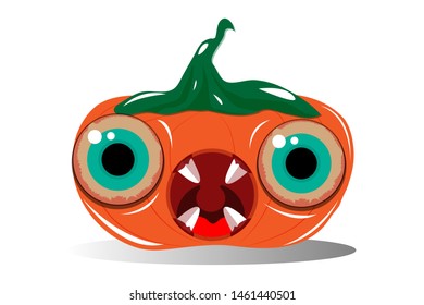 pumpkin on white background. The main symbol of the Happy Halloween holiday. Orange pumpkin with smile for your design for the holiday Halloween. Vector illustration.