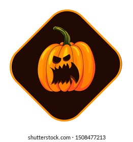 Pumpkin on white background. The main symbol of the Happy Halloween holiday. Orange pumpkin with smile for your design for the holiday Halloween. Vector illustration.