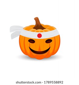 Pumpkin on white background. The main symbol of the Happy Halloween holiday. Japanese pumpkin. Vector illustration.