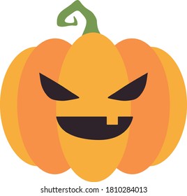 Pumpkin on white background. The main symbol of the Happy Halloween holiday. Orange pumpkin with smile for your design for the holiday Halloween.