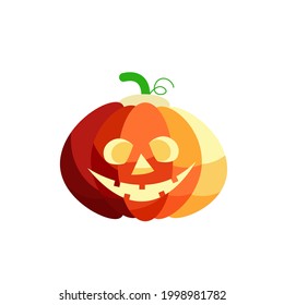 Pumpkin on white background. The main symbol of the Happy Halloween holiday. Orange pumpkin with smile for your design for the holiday Halloween. Vector illustration.
