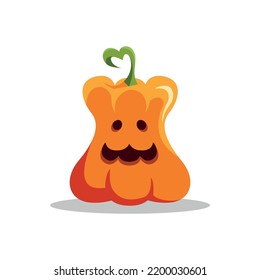 Pumpkin on white background. The main symbol of the Happy Halloween holiday. Orange pumpkin with smile for your design for the holiday Halloween. Vector illustration.