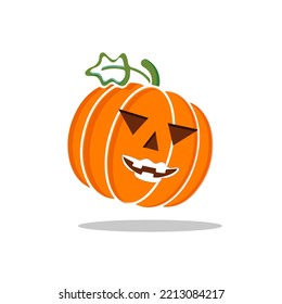 Pumpkin on white background. The main symbol of the Happy Halloween holiday. Orange pumpkin with smile for your design for the holiday Halloween. Vector illustration.