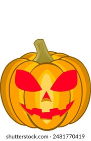 pumpkin on white background. The main symbol of the Happy Halloween holiday. Orange pumpkin with smile for your design for the holiday Halloween. Vector illustration.