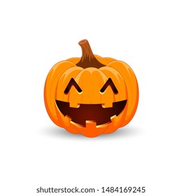 Pumpkin on white background. Orange pumpkin with smile for your design for the holiday Halloween. Vector illustration.