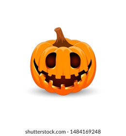 Pumpkin on white background. Orange pumpkin with smile for your design for the holiday Halloween. Vector illustration.