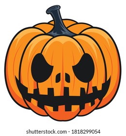 calabaza sobre fondo blanco. Calabaza naranja con sonrisa Halloween. Ilustración vectorial. calabaza facial